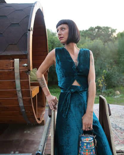 Set Pantapareo&Gilet in velluto blu