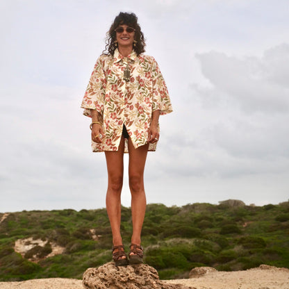 Camicia Oversize cotone block print - Unisex