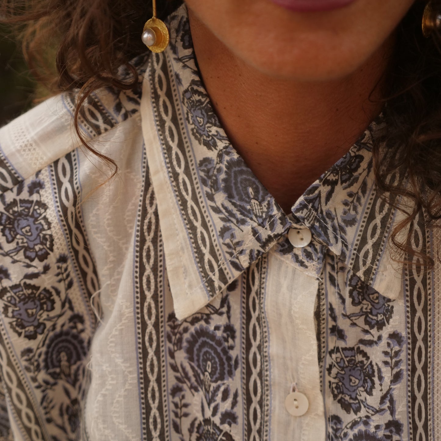 Camicia Oversize cotone block print - Unisex