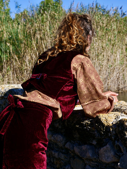 Set Pantapareo&Gilet in velluto Borgogna