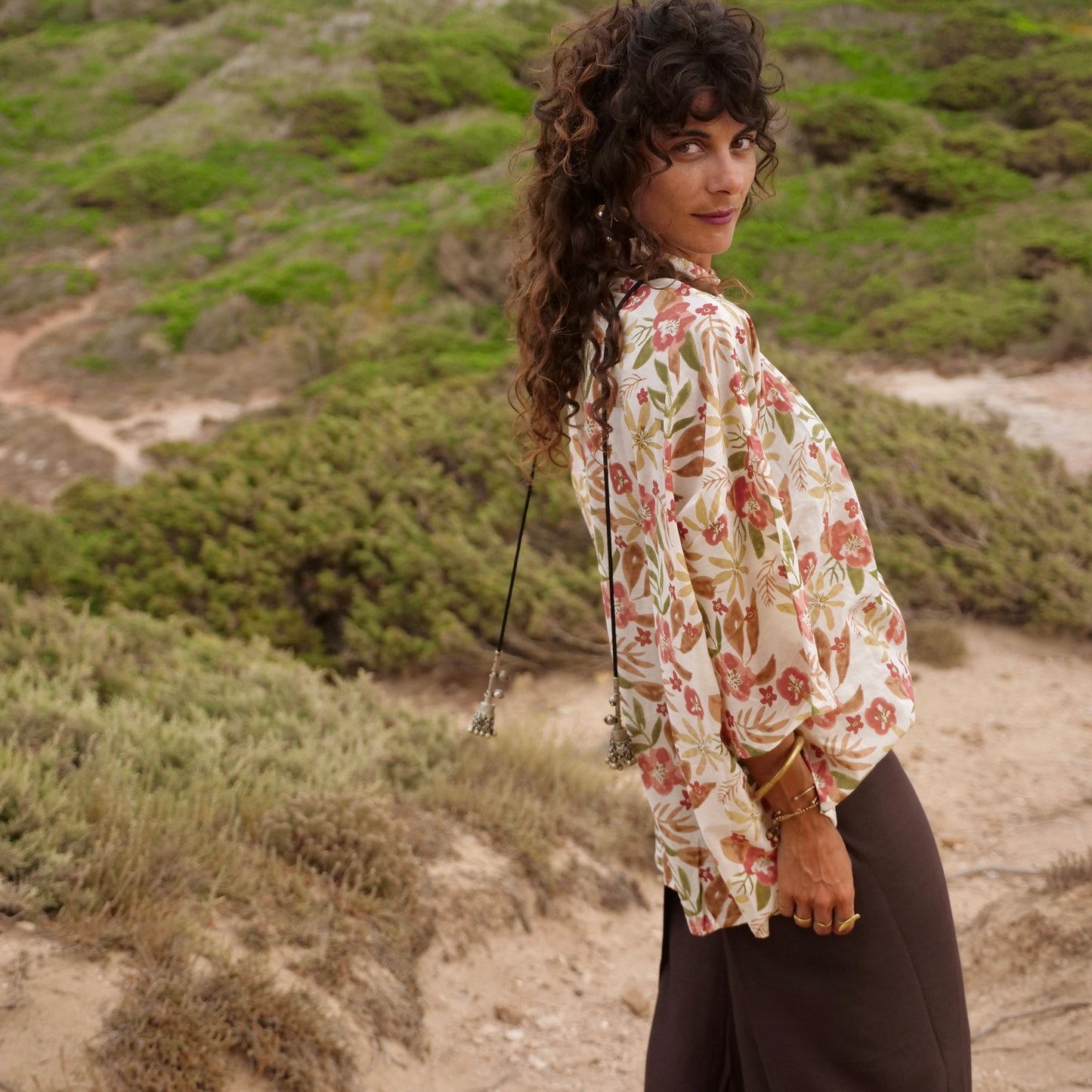 Camicia Oversize cotone block print - Unisex