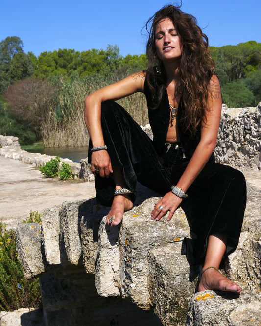 Set Pantapareo&Gilet in velluto Black
