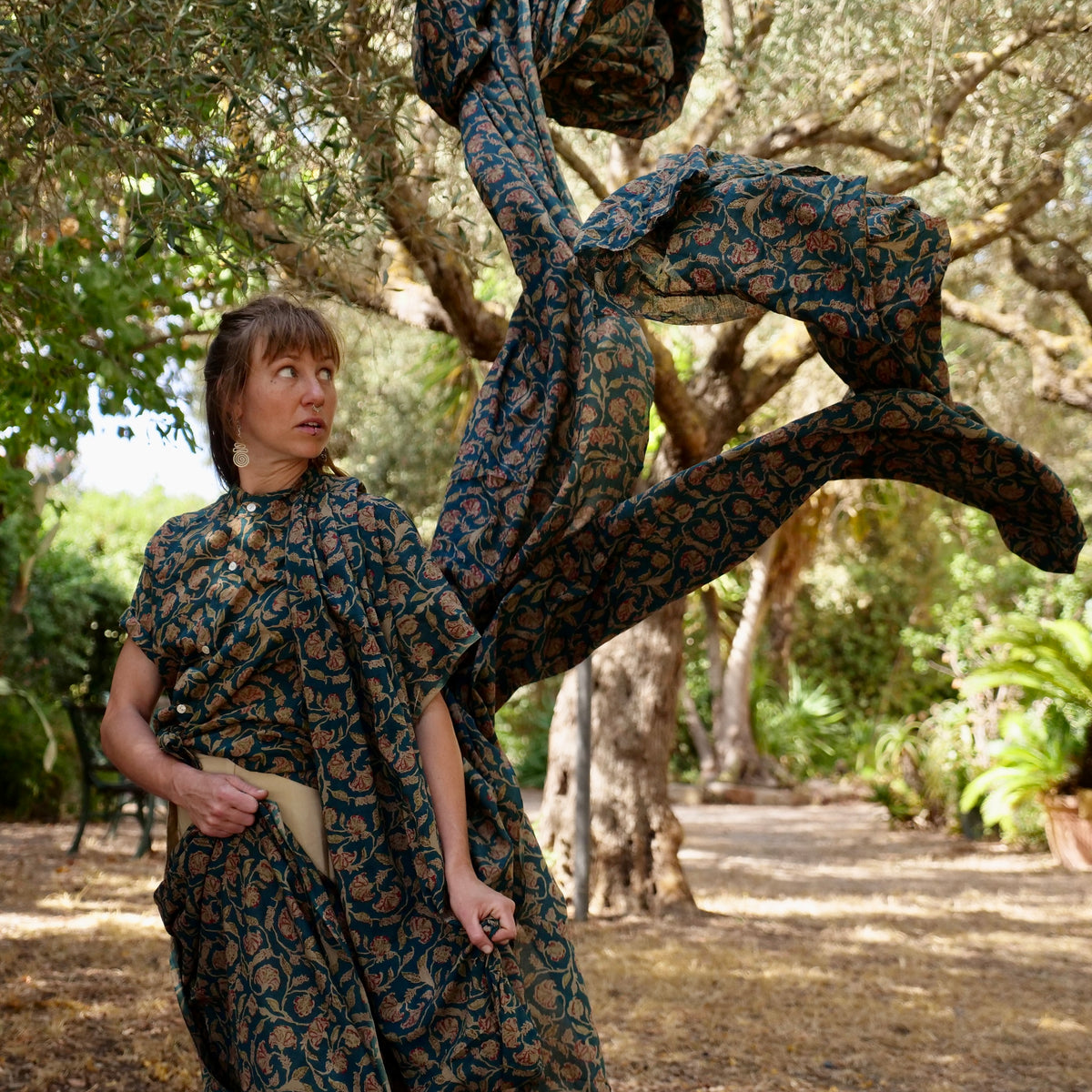 Camicia cotone manica lunga block print - Unisex
