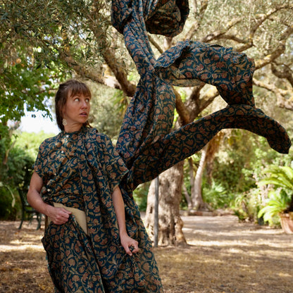 Camicia cotone manica lunga block print - Unisex