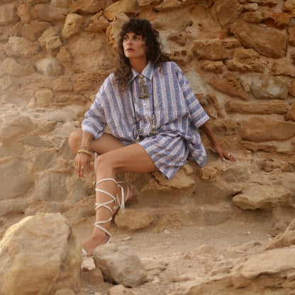 Camicia Oversize cotone block print - Unisex