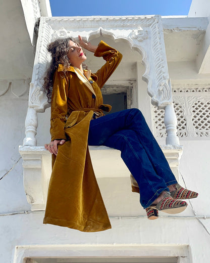 Trench in Velluto - Gold Mustard