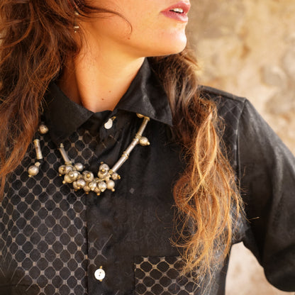 Camicia Black Damasco - seta indiana XS